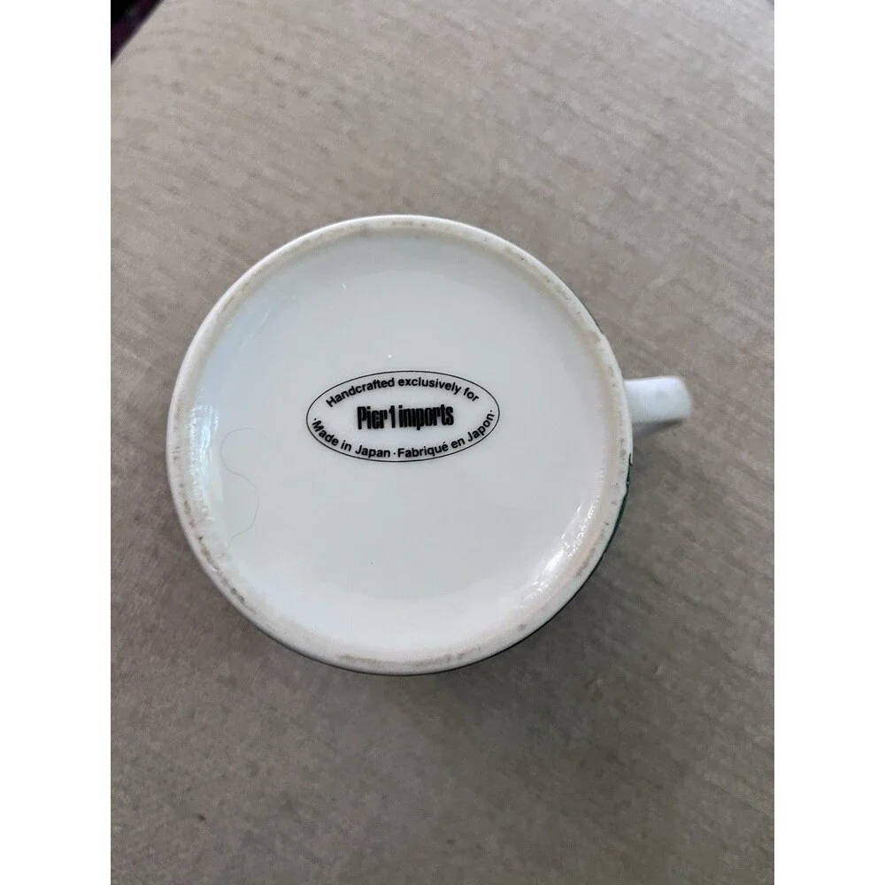 Pier 1 Imports Mug Coffee Tea Floral Blue Green Replacement Japan